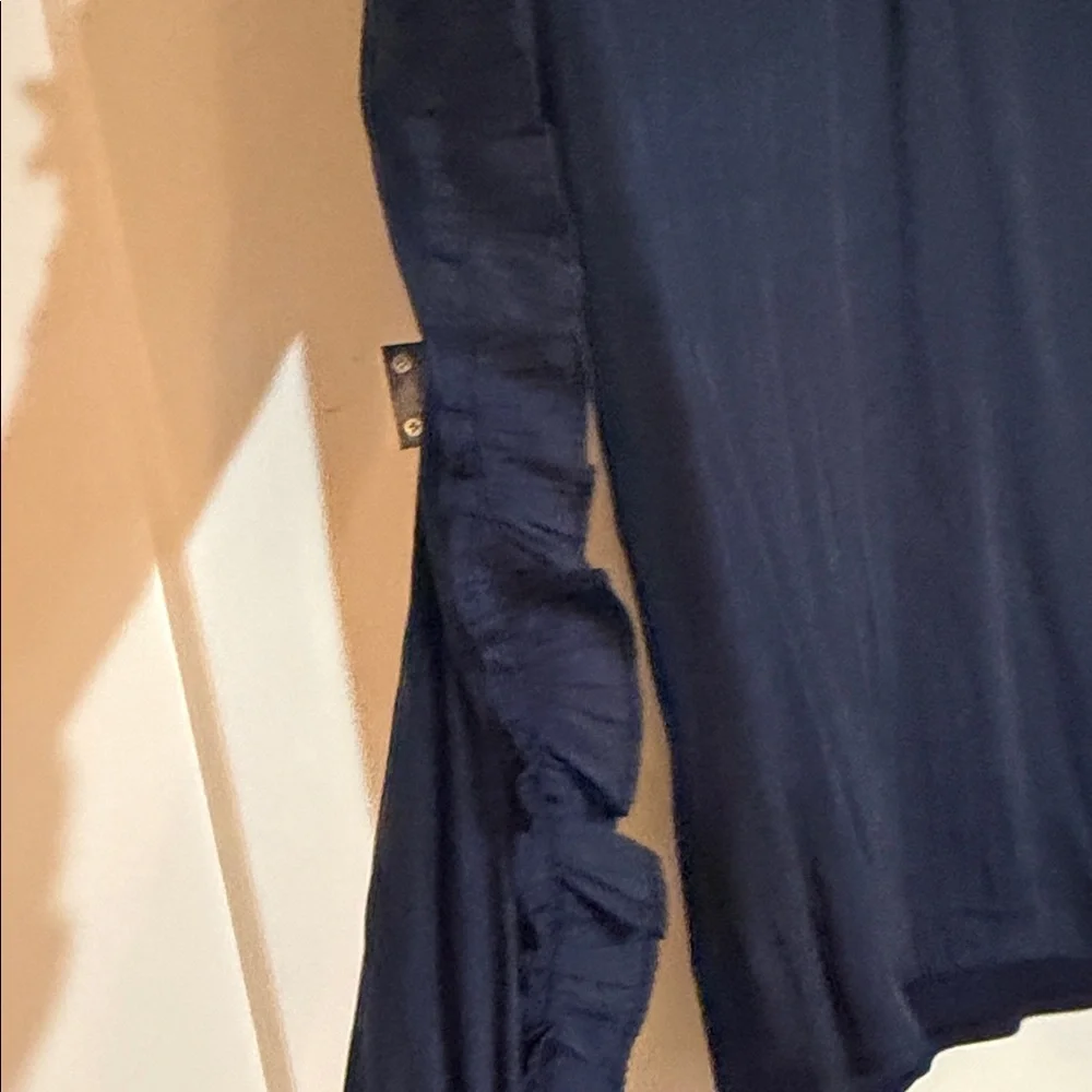 LOFT Navy Ruffled Blouse - Picture 4 of 7